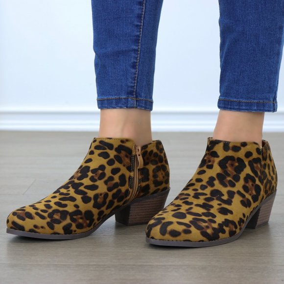 Faux Suede Leopard Print Ankle Booties - Picture 5 of 16
